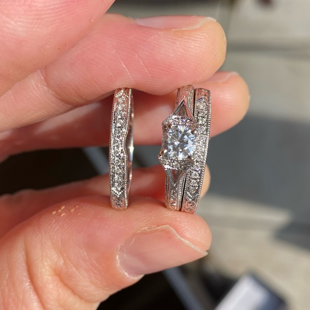 🌻NEIL LANE Silver Engagement Ring 14K GOLD 0.51 CENTER 0.7 TW DIAMOND SIZE 7
